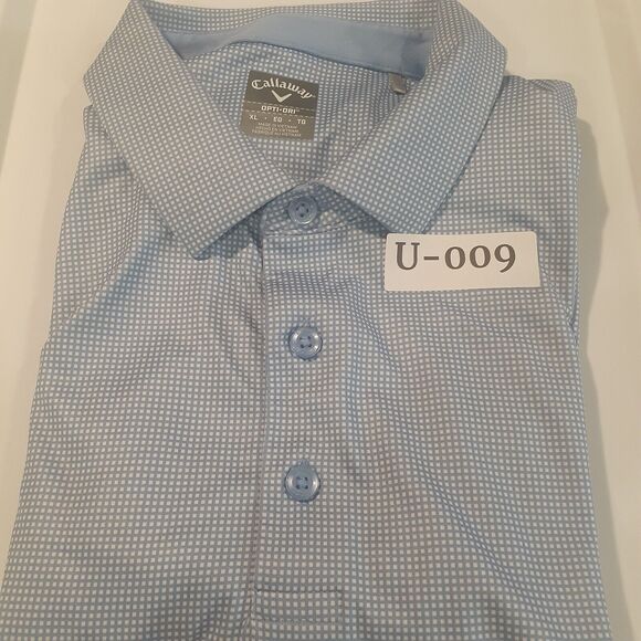 Callaway Opti-Dri Men’s XL Swing Tech Blue Check Performance Golf Polo Shirt - Picture 9 of 9